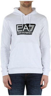 Emporio Armani EA7 Katoenen hoodie met logo print Emporio Armani EA7 , White , Heren - 2Xl,Xl,L,M,S