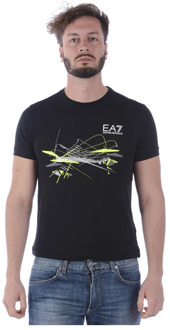 Emporio Armani EA7 Logo Print Casual T-Shirt Emporio Armani EA7 , Black , Heren - 2Xl,Xl,L,S