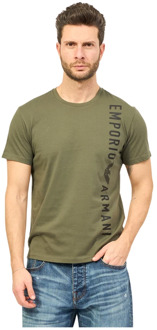 Emporio Armani EA7 Militaire Stijl T-shirts en Polo's Emporio Armani EA7 , Green , Heren - 2Xl,Xl,L,M,S
