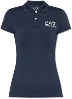 Emporio Armani EA7 Polo shirt met logo Emporio Armani EA7 , Blue , Dames - M,S,Xs