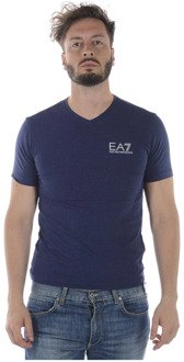 Emporio Armani EA7 Stijlvolle T-shirts voor mannen en vrouwen Emporio Armani EA7 , Blue , Heren - L,S