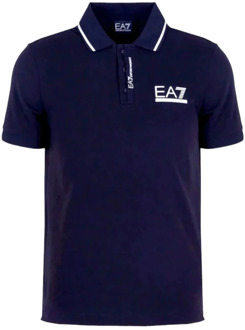 Emporio Armani EA7 Stretch Piqué Polo Shirt Emporio Armani EA7 , Blue , Heren - 2Xl,Xl,L,M,S