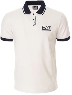 Emporio Armani EA7 Stretch Piqué Polo Shirt Emporio Armani EA7 , White , Heren - 2Xl,Xl,L,M