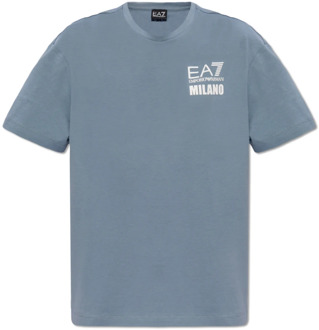 Emporio Armani EA7 T-shirt met logo Emporio Armani EA7 , Blue , Dames - L,M,S,Xs