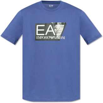 Emporio Armani EA7 T-shirt met logo Emporio Armani EA7 , Blue , Heren - 2Xl,M