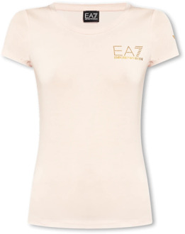 Emporio Armani EA7 T-shirt met logo Emporio Armani EA7 , Pink , Dames - L,M,S