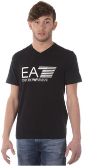 Emporio Armani EA7 Train Visibility V-neck T-shirt Heren Sportshirt casual - Maat XL  - Mannen - zwart/wit/zilver