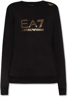 Emporio Armani EA7 Trainings sweater met logoprint Zwart - XS