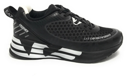 Emporio Armani EA7 Unisex Zwarte/Witte Sneaker van Eco Leer/Mesh Emporio Armani EA7 , Black , Heren - 42 Eu,43 Eu,38 1/2 Eu,38 Eu,39 Eu,40 1/2 Eu,40 Eu,41 EU