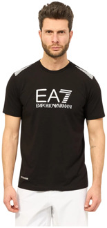 Emporio Armani EA7 Zwart T-shirt met Logo en Essentieel Design Emporio Armani EA7 , Black , Heren - 2Xl,Xl,L,M,S,3Xl