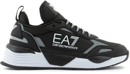 Emporio Armani EA7 Zwart Zilver Casual Sneaker Emporio Armani EA7 , Black , Heren - 45 1/3 Eu,42 Eu,44 Eu,46 Eu,43 1/3 EU