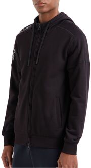 Emporio Armani EA7 Zwarte Full-Zip Hoodie Trui Emporio Armani EA7 , Black , Heren - 2Xl,Xl,3Xl