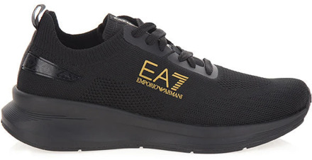 Emporio Armani EA7 Zwarte Sneakers Ronde Neus Veters Rubberen Zool Emporio Armani EA7 , Black , Heren - 44 2/3 Eu,40 2/3 Eu,42 2/3 Eu,42 Eu,43 1/3 Eu,41 1/3 Eu,40 Eu,45 1/3 EU