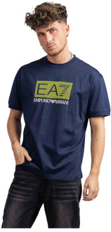 Emporio Armani Fluo Logo T-Shirt Heren Donkerblauw Emporio Armani , Blue , Heren - Xl,L,M,S