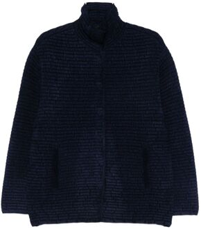 Emporio Armani Gestructureerde Hoge Hals Rits Navy - EU 40 / UK 12