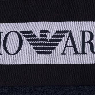 Emporio Armani Geweven handdoek met groot logo (Marine) Navy
