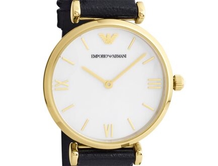 Emporio Armani Gianni T-bar Dames Horloge Zwart AR1910 Wit