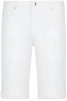 Emporio Armani Glanzende Katoenen Bermuda Shorts met Omslag-Wit Emporio Armani , White , Heren - Xl,L,M,S