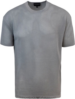Emporio Armani Grijze T-shirt met Jacquard Logo Emporio Armani , Gray , Heren - 2Xl,Xl,L,M,S