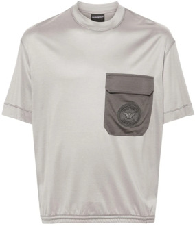 Emporio Armani Grijze T-shirts en Polos Emporio Armani , Gray , Heren - 2Xl,Xl,L,M,3Xl