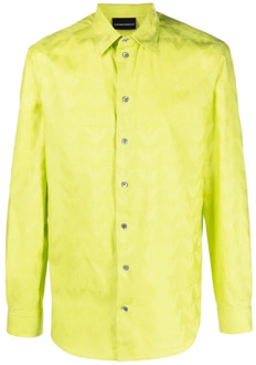 Emporio Armani Groen Katoenen Overhemd Emporio Armani , Yellow , Heren - XL
