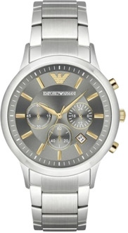Emporio Armani Heren Chronograaf Horloge Zilver/Goud Emporio Armani , Gray , Heren - ONE Size