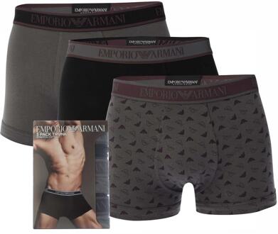 Emporio Armani Heren Core Logo Boxershorts (Set van 3) (Zwart/Grijs/Marron)