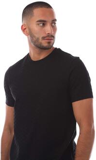 Emporio Armani Heren Eagle Jacquard T-shirt met all-over print (Zwart)