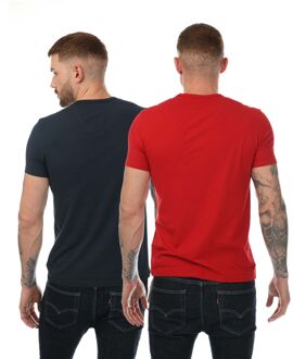 Emporio Armani Heren Emporio Armani 2 Pack Underwear Logo T-Shirt in Multicolour Navy/rood - S