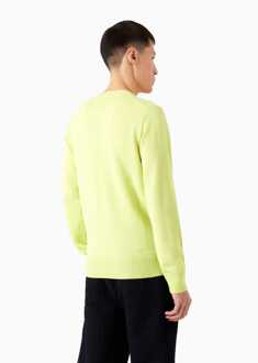 Emporio Armani Heren Emporio Armani Virgin Wool Regular Fit Trui in Lime Limoengroen