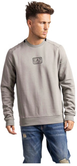 Emporio Armani Heren Grijze Chest Logo Sweater Emporio Armani , Gray , Heren