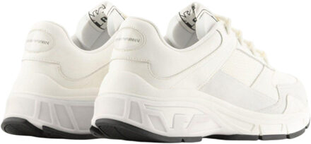 Emporio Armani Heren Leren Trainers (Gebroken wit) - EU 43 / UK 9