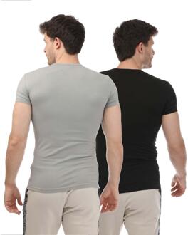 Emporio Armani Heren Logo T-shirt (Set van 2) (Grijs/Zwart)