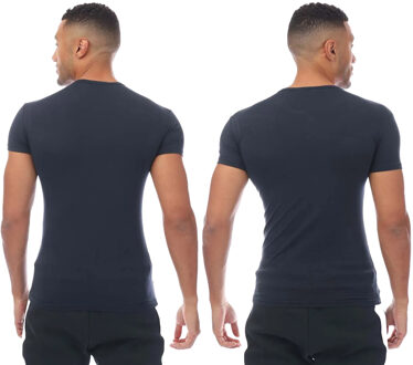 Emporio Armani Heren Ondergoed Logo T-Shirt (Set van 2) (Marine) Navy