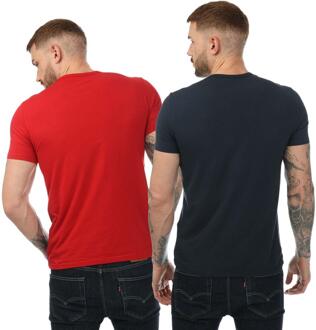 Emporio Armani Heren T-shirt met ronde hals (Set van 2) (Marine, Rood) Navy