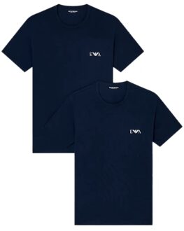 Emporio Armani Heren T-shirt Pakket x2 Eagle GA Blauw - L