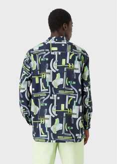 Emporio Armani Herenhemd Emporio Armani met abstracte print en lange mouwen in marineblauw - maat Navy