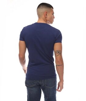 Emporio Armani Herenploeg t-shirt in de nek (Blauw)