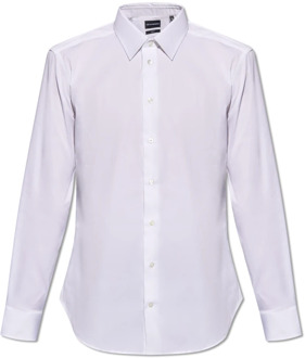 Emporio Armani Katoenen overhemd Emporio Armani , White , Heren - 4Xl,3Xl