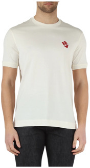 Emporio Armani Katoenen T-shirt met Voorlogo Borduursel Emporio Armani , White , Heren - XL