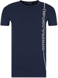 Emporio Armani Katoenmix Ronde Hals Logo T-Shirt Emporio Armani , Blue , Heren - Xl,L,M