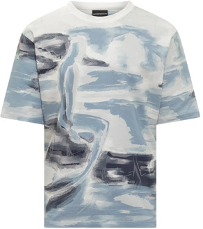 Emporio Armani Korte Mouw All Over Print T-Shirt Emporio Armani , Multicolor , Heren - L,M