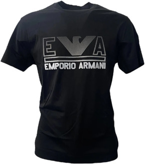 Emporio Armani Korte Mouw Jersey T-Shirt met Maxi Logo - XXL Emporio Armani , Black , Heren - 2Xl,M