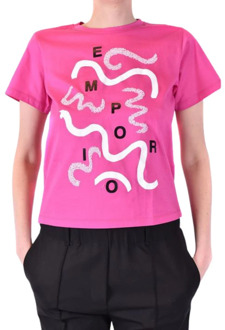 Emporio Armani Korte mouwen T-shirt Emporio Armani , Pink , Dames - S