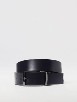 Emporio Armani Leren Riem met Gegraveerd Logo Zwart