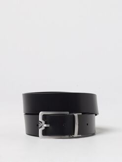 Emporio Armani Leren Riem Met Geperst Logo Zwart