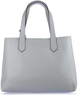 Emporio Armani Leren Shopper Tas in Grijs - One Size