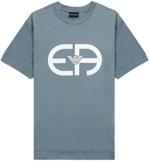 Emporio Armani Lichtgroene Tencel Blend Logo r-EAcreate T-Shirt Emporio Armani , Blue , Heren - 2Xl,Xl,M