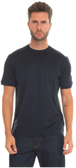 Emporio Armani Logo Geborduurd T-shirt, Regular Fit Emporio Armani , Blue , Heren - L,S