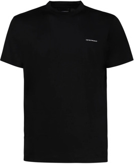 Emporio Armani Logo Print Katoenen T-Shirt Emporio Armani , Black , Heren - L